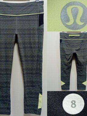 Lululemon Pace Rival Crop Space Dye Twist Dark Slate Fatigue Green 8 Medium